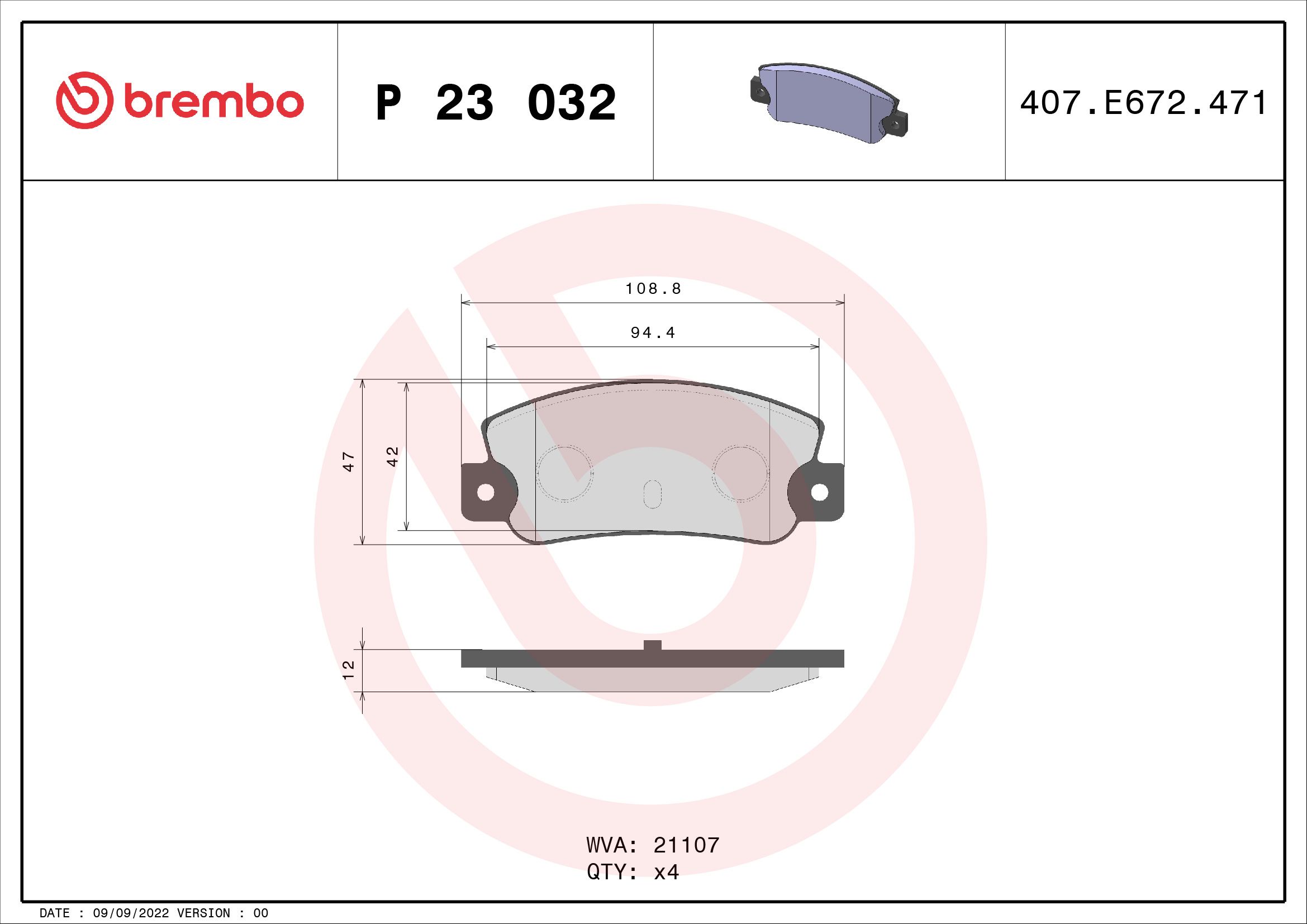 JEU DE PLAQUETTES DE FREIN BREMBO FIAT CROMA – Image 2