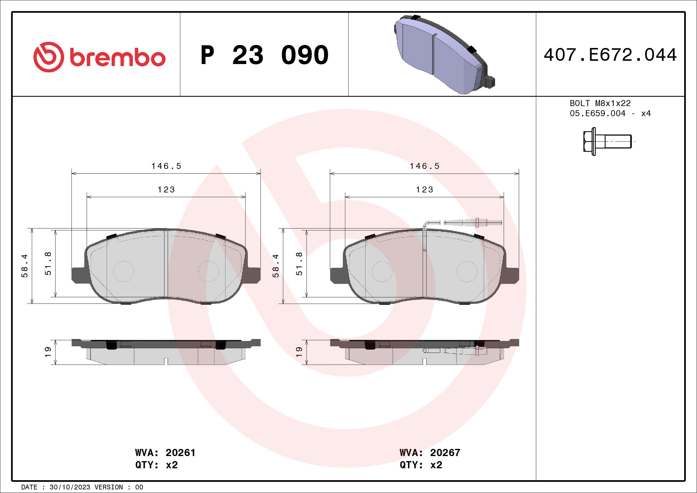JEU DE PLAQUETTES DE FREIN BREMBO EXPERT / JUMPY / SCUDO – Image 2