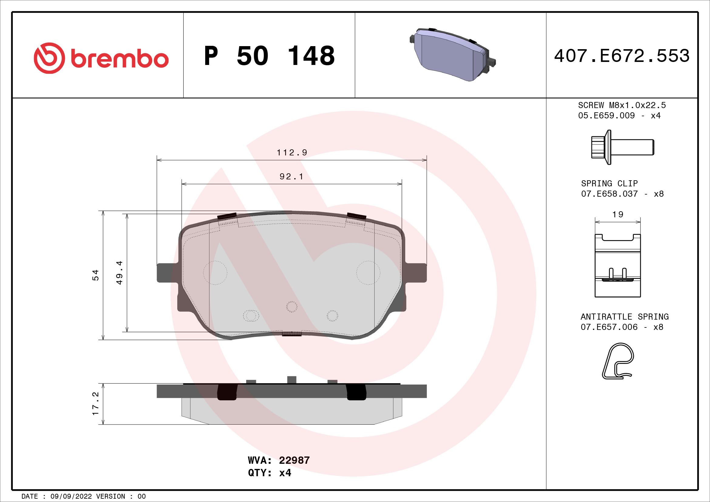 JEU DE PLAQUETTES DE FREIN BREMBO MERCEDES CLASSE A – Image 2