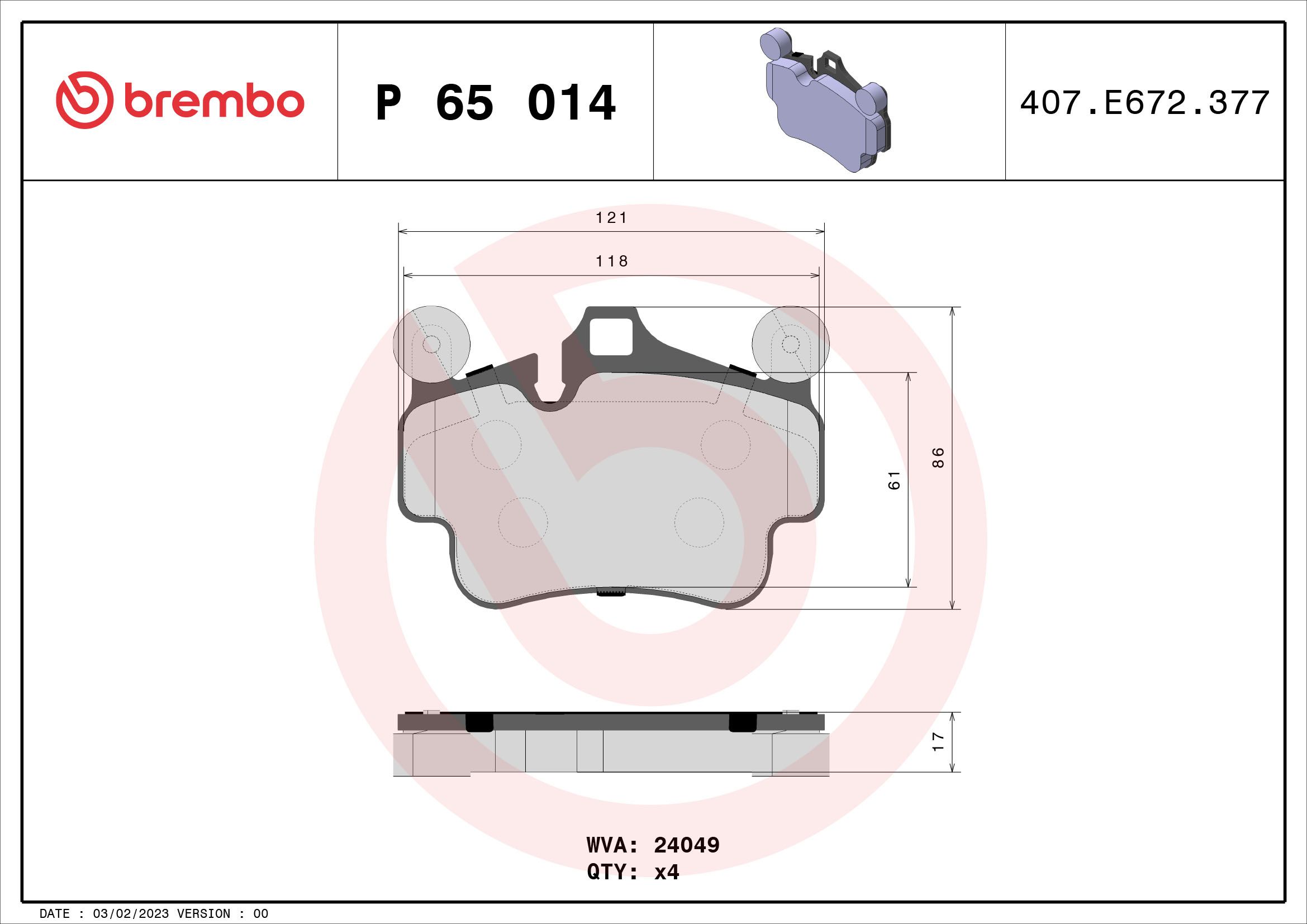 JEU DE PLAQUETTES DE FREIN BREMBO PORSCHE 911 / CAYMAN – Image 2